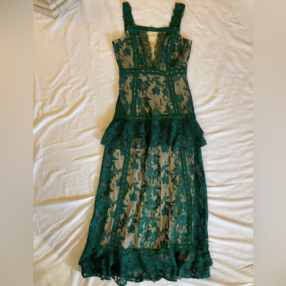 VENUS, green lace maxi dress, size 6